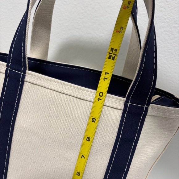 L.L. Bean Vintage White & Navy Blue Double Handle Small Canvas Tote - Like New - Picture 7 of 9